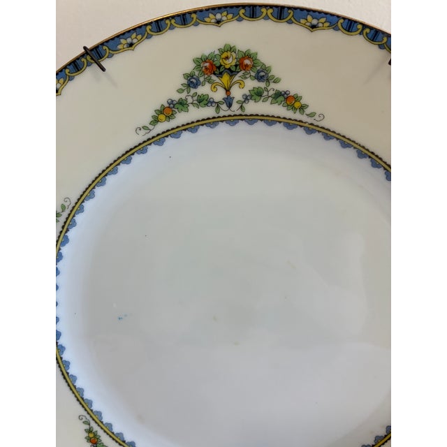Early 20th Century Vintage Noritake Avril Floral Dinner Plate With Plate Wall Hanger For Sale - Image 5 of 9
