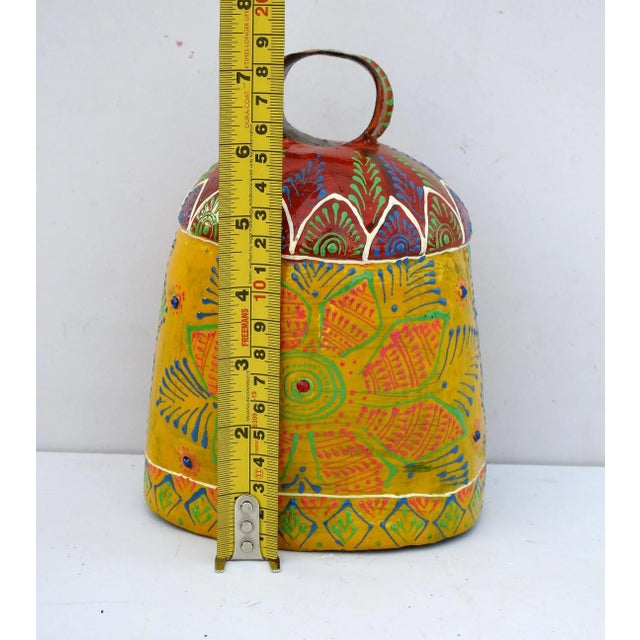 1990s Metal Decorative Emboss Hand Painted Farm Animal Cow Bell For Sale - Image 4 of 4