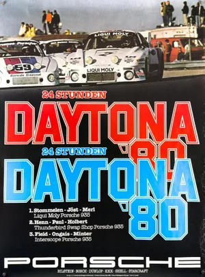 24 Hours of Daytona Porsche Poster from Strenger Advertising Agency, 1980s