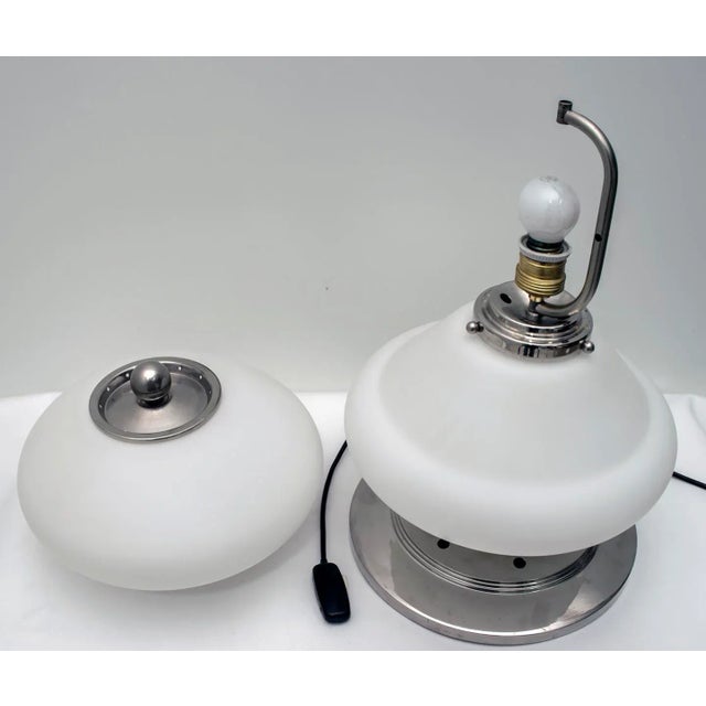 Silver Mid-Century Italian Steel & Murano Glass Table Lamp from Mazzega, 1960s For Sale - Image 8 of 11