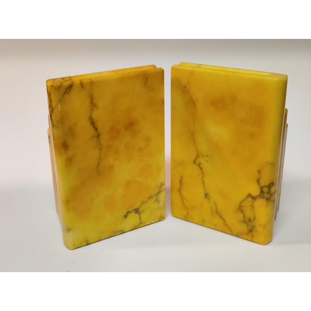 1950s Vintage Alabaster Marble Bookends in the Form of Stacked Books