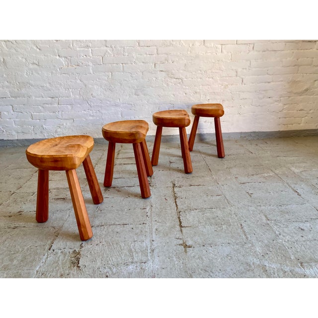 1960s Primitive Style Tripod Stools, 1960s, Set of 4 For Sale - Image 5 of 18
