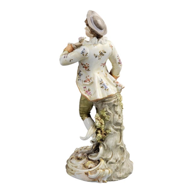Rococo Porcelain Figure of a Young Gallant by Triebner Ens & Eckert for Volkstedt, 1880s For Sale - Image 3 of 11
