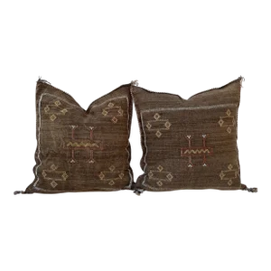Early 21st Century Moroccan Brown Sabra Pillow Covers- a Pair