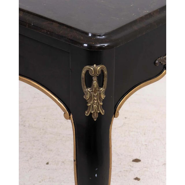 Black Regency Style Ebonized Marble Top Desk With Brass Mounts For Sale - Image 8 of 8