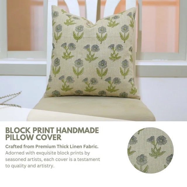 Transform your living space with the Elegant Handmade Block Floral Print Pillow Cover, a perfect blend of traditional...