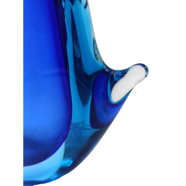 Cobalt Blue Submerged Murano Glass Vase by Flavio Poli for Seguso, Italy, 1960s For Sale - Image 6 of 8