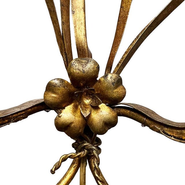 Vintage Hollywood Regency Tole Gilt Sheaf of Wheat Two Arm Wall Sconce With Cord For Sale - Image 4 of 9