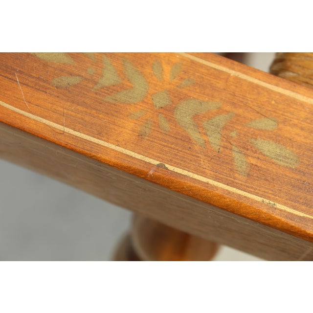 Vintage Hitchcock-Style Maple Bench With Woven Rush Seat & Gold Stenciling For Sale - Image 18 of 18