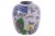Vibrant nine inch hand decorated "Tobacco Leaf" chinoiserie urn in imperial yellow, raspberry, indigo, green, and aqua...