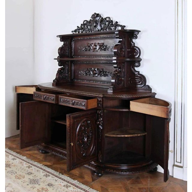 2000 - 2009 Antique Hunting Buffet in Oak For Sale - Image 5 of 6