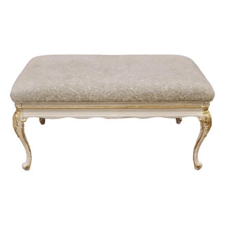 Vintage Giltwood Gold Leaf Newly Upholstered Bench For Sale