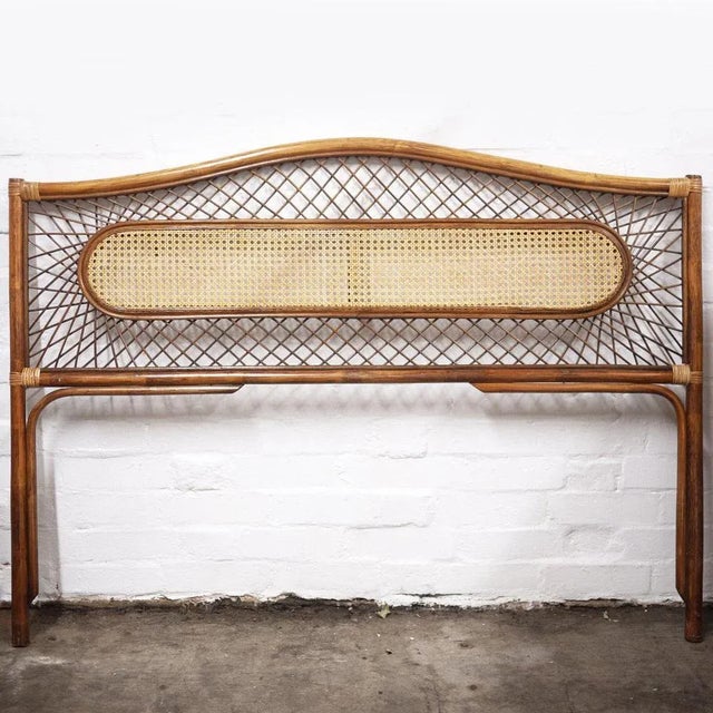 Mid-Century Vintage Bamboo and Rattan Double Bed Headboard, 1960s For Sale - Image 11 of 11