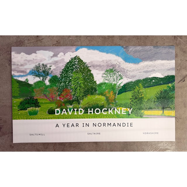 This large, authorized poster celebrates A Year in Normandie, Hockney's exhibition. Capturing the essence of home and the...