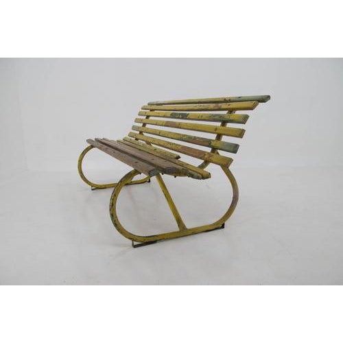 Vintage Industrial Wood and Iron Bench, Czech Republic, 1920s For Sale - Image 14 of 17