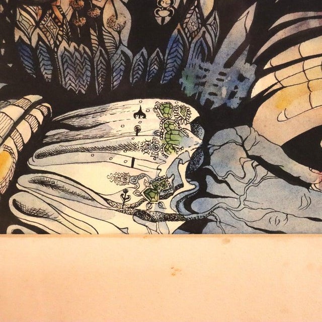 1960s Vintage Surrealist Ink & Watercolor Drawing “A Royal” by A. W. Guenther C1968 For Sale - Image 5 of 11