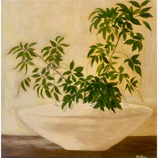 Impressionist Style Contemporary Still Life Ficus Acrylic Painting For Sale