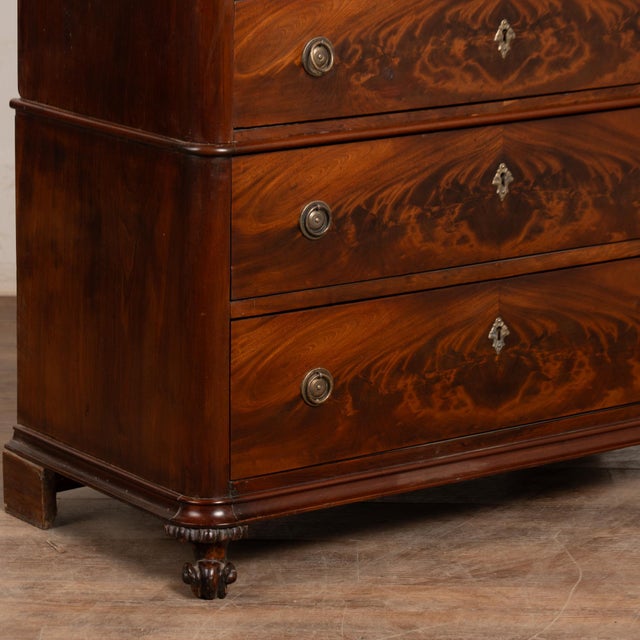 19th Century Biedermeier Mahogany Chest of Seven Drawers Highboy, Denmark For Sale - Image 6 of 10
