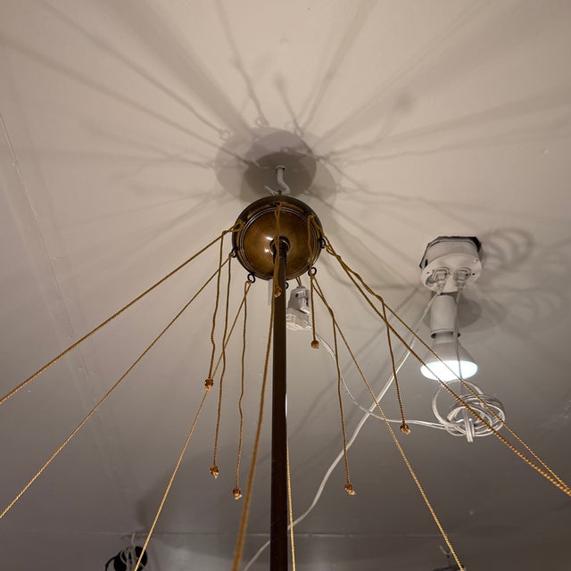 Textile Feneri Lighting & Co. Fortuny-Style Hand-Painted Light Pendant, Vintage For Sale - Image 7 of 12