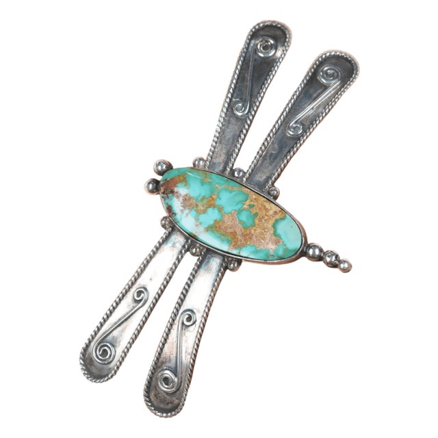 Sz8-Adjustable Vintatage Francis Navajo silver and turquoise dragonfly ring For Sale