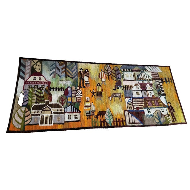 Polish Handwoven Tapestry in Wool, 1970s For Sale - Image 6 of 6