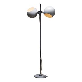 White and Chrome Adjustable Eyeball Floor Lamp attributed to Cosack, 1960s For Sale