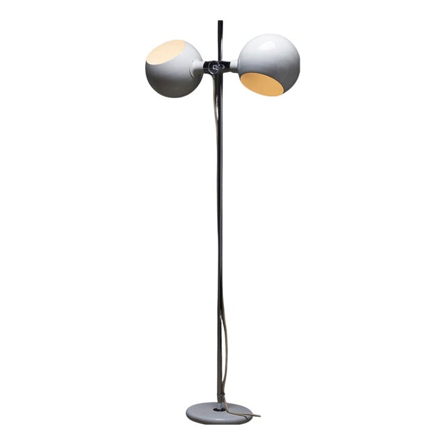 White and Chrome Adjustable Eyeball Floor Lamp attributed to Cosack, 1960s For Sale