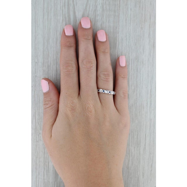 New Coast 0.23ctw Diamond Blue Sapphire Band 14k Gold Size 6.5 Wedding Ring For Sale - Image 9 of 9