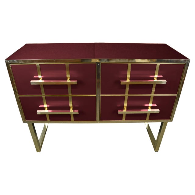 Chest of Drawers with Red Murano Glass and Brass Trim from Justfurnituress For Sale - Image 11 of 11