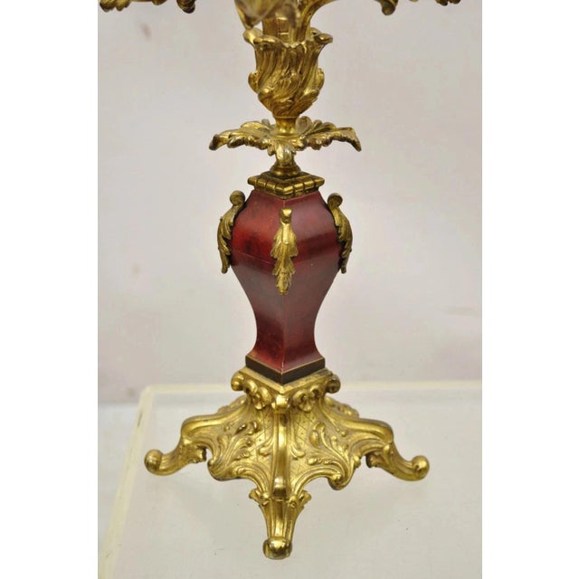 Wood Antique French Louis XV Rococo Style Gold Gilt Bronze Candelabras - A Pair For Sale - Image 7 of 12