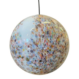 Contemporary Murano-Style Milky-White Glass Sphere With Multicolored Murrine For Sale