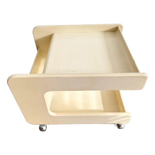 Late 20th Century Beige Lacquer Bar Cart Game Table Like Marcello Siard For Sale