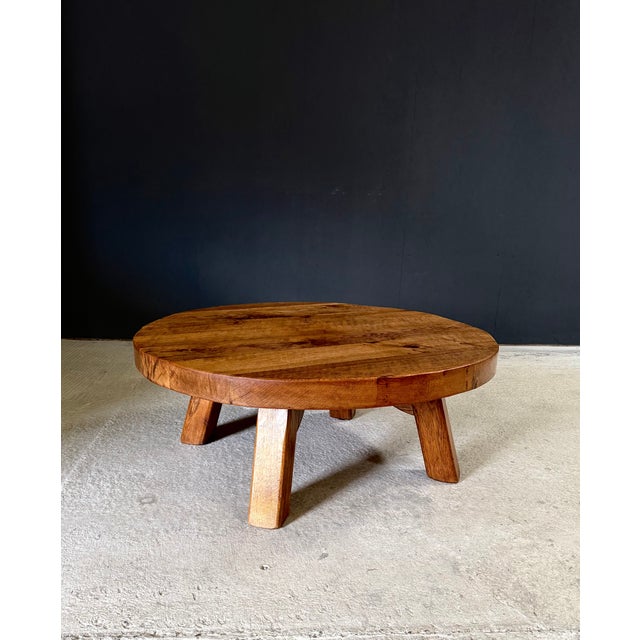 Vintage Mid Century Brutalist Design Solid Oak Coffee Table Made in Belgium, 1960's period. Solid thick heavy oak legs and...