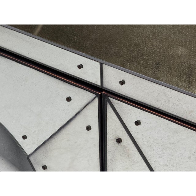 Wood Art Deco Style, Painted Wood, Antique Glass, Mirrored Sideboard or Credenza For Sale - Image 7 of 13