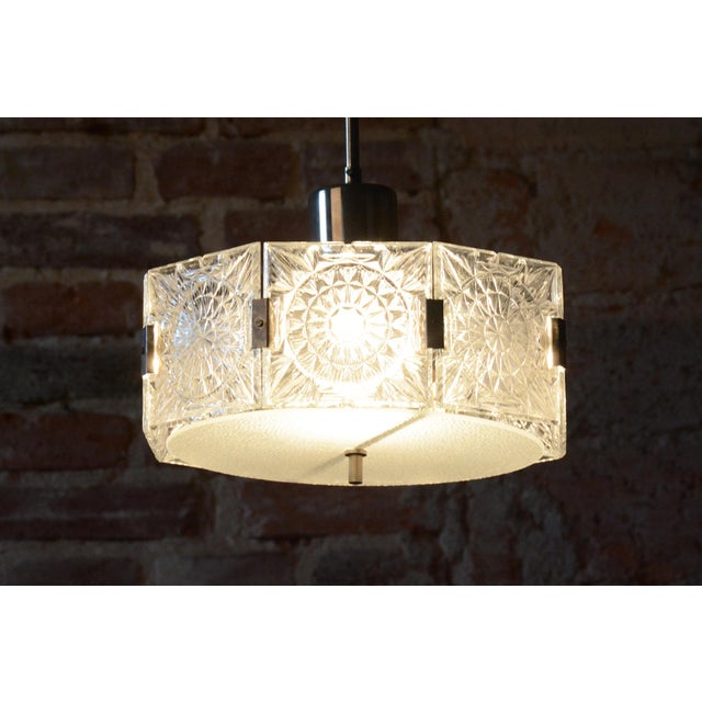 Mid-Century Czech Chrome Pendant Light attributed to Kamenický Šenov, 1950s For Sale - Image 11 of 13