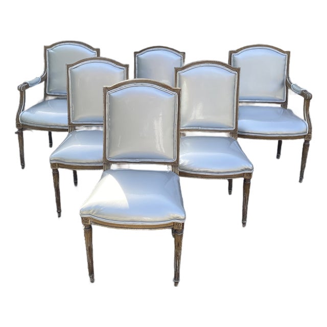 Late 19th Century Set of 6 Louis XVI Dining Chairs For Sale