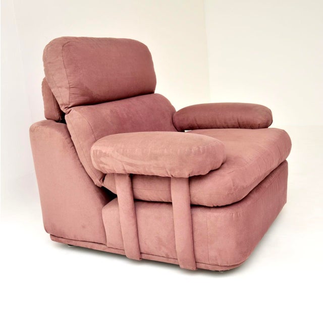Mid-Century Modern Vintage Lilac Suede Lounge Armchair, 1970s For Sale - Image 3 of 8