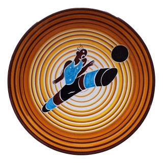 Futurist Footballer Plate by Dante Baldelli for Rometti Ceramiche, Italy, 1970 For Sale