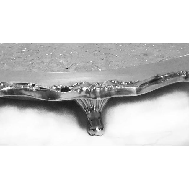 English Vintage Silverplate Footed WaiterTray by Old English Poole - Epca 5931 For Sale - Image 3 of 4