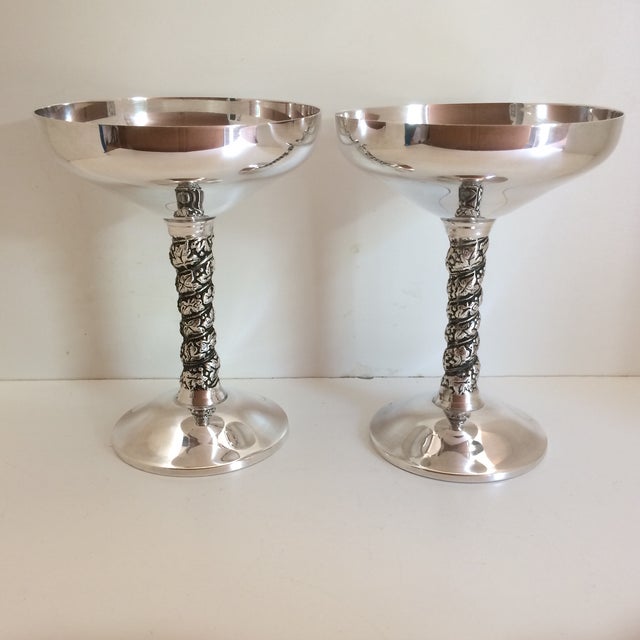 Pair of Vintage Made in Spain Silver Plated Champagne Goblets Chairish