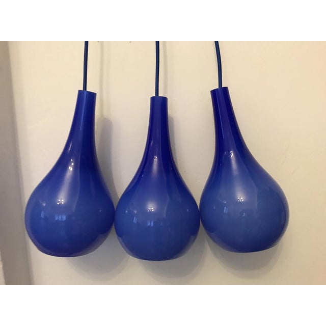 Blue Double-Layer Glass Ceiling Lamps, 1970s, Set of 3 For Sale - Image 13 of 18