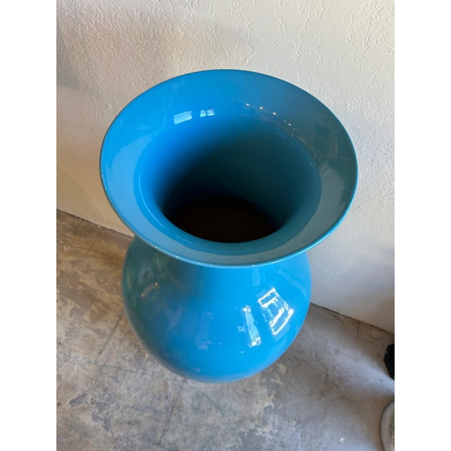 Impressive, large vintage Italian Jardinere crafted in terra-cotta in pure form and glazed in an alluring blue.