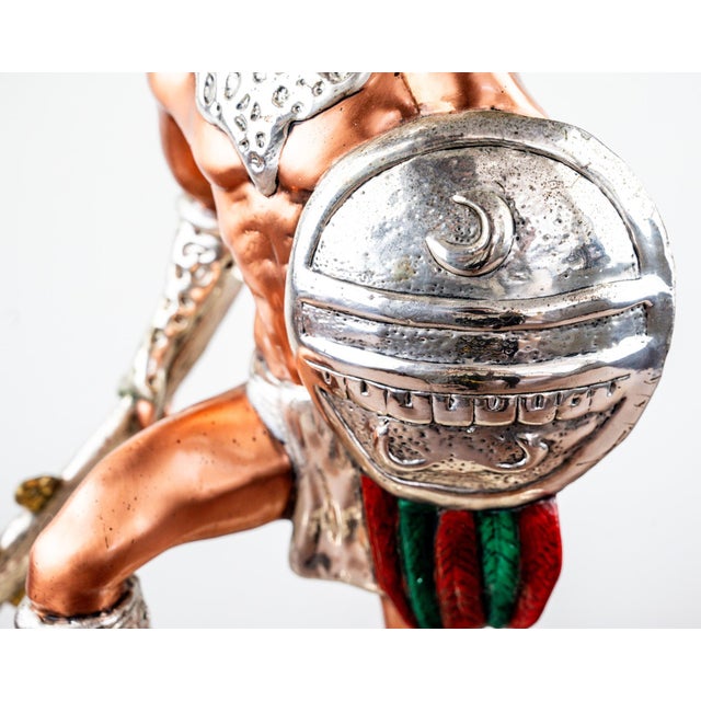 Late 20th Century Martin Mendoza “Leopard Warrior” Monumental Plata Artistica .999 Silver Clad Aztec Warrior Sculpture for D’Argenta For Sale - Image 6 of 11