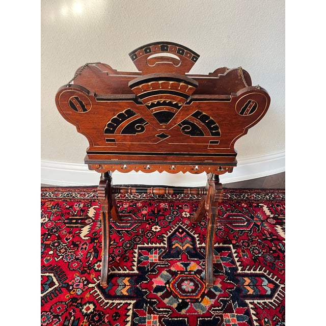 Victorian 19th Century Antique Victorian Eastlake Style Wooden Music Caddy, Magazine Rack For Sale - Image 3 of 12
