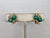 Mid-Century Modern Vintage 1960s Signed Panetta Goldtone Faux-Jade Clip Earrings-2 Pieces For Sale - Image 3 of 7