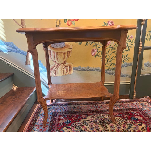 Brown Antique Inlaid Marquetry Art Nouveau Table by Émile Gallé For Sale - Image 8 of 12