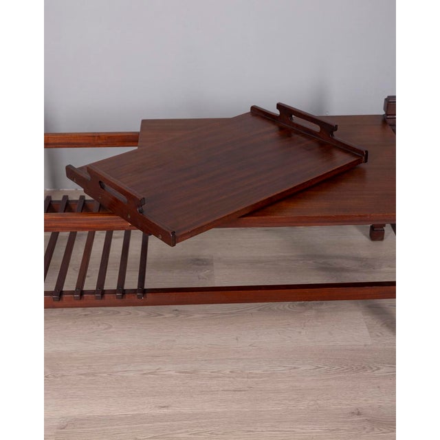 Vintage Italian Coffee Table with Pull-Out Tray, 1960s For Sale - Image 9 of 11