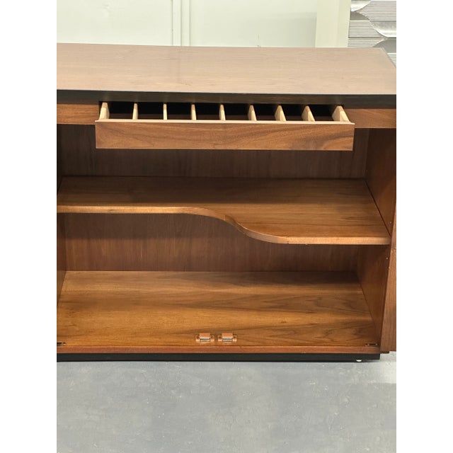 Mid-Century Modern 1960s Vintage Walnut Credenza With Ebony Wood Trim Accents For Sale - Image 3 of 12