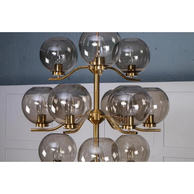 Large Brass Chandelier by Holger Johansson, Sweden, 1970s For Sale - Image 9 of 12