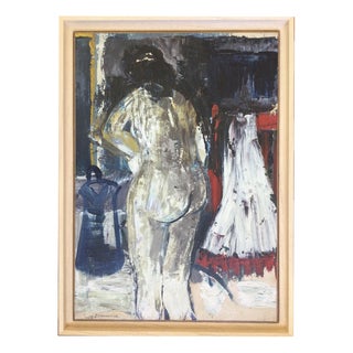 Diamentino Riera, Nude at his toilet, 1949, Oil on mounted Paper For Sale